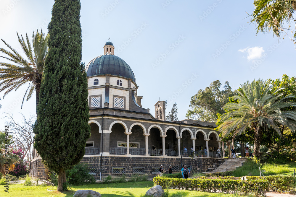 Numerous tourists and believers consider the courtyard from the Beatitude Monastery located on the mountain on the coast of the Sea of Galilee - Kinneret