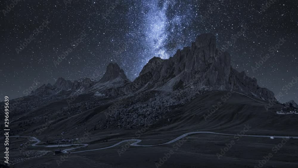 Passo Giau And Millky Way At Night Dolomites Timelapse Stock Video passo-giau-and-millky-way-at-night-dolomites-timelapse-stock-video