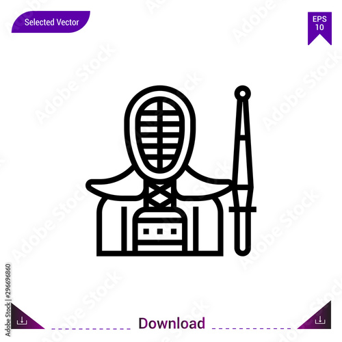 kendo  vector icon. Best modern, simple, isolated,sport-avatar, flat icon for website design or mobile applications, UI / UX design vector format