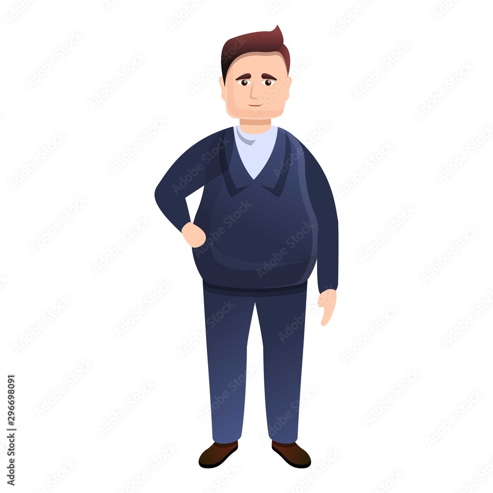 Cute fat man icon. Cartoon of cute fat man vector icon for web design isolated on white background Cute fat man icon. Cartoon of cute fat man vector icon for web design isolated on white background