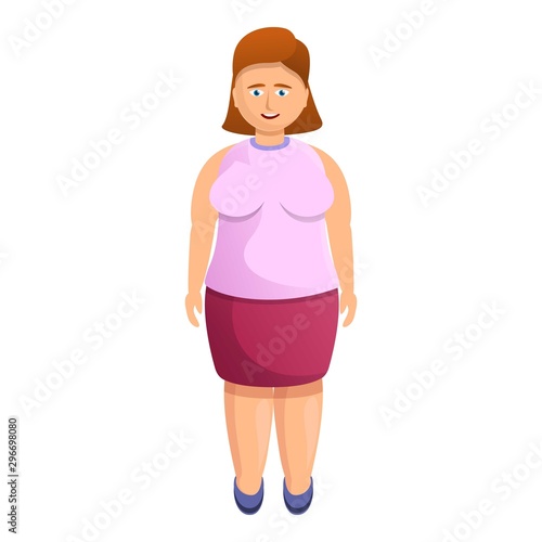Cute fat woman icon. Cartoon of cute fat woman vector icon for web design isolated on white background