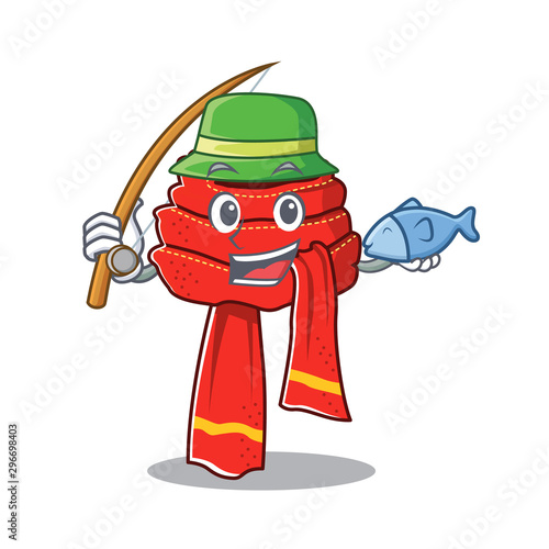 Fishing scarf cartoon with the character shape