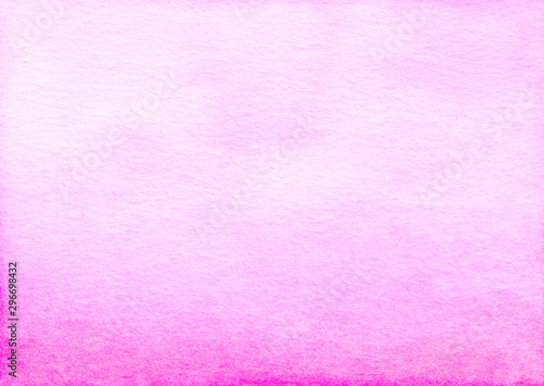 Watercolor light pink ombre background texture. Aquarelle abstract bright fuchsia gradient backdrop. Watercolour rose horizontal trendy template. Textured paper.