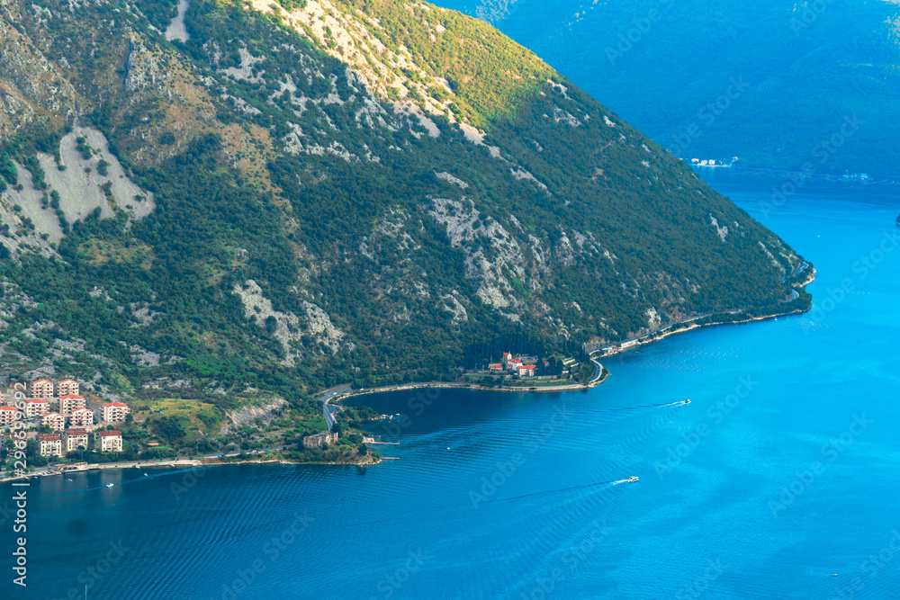Fototapeta premium View of Bay of Kotor on Mountain