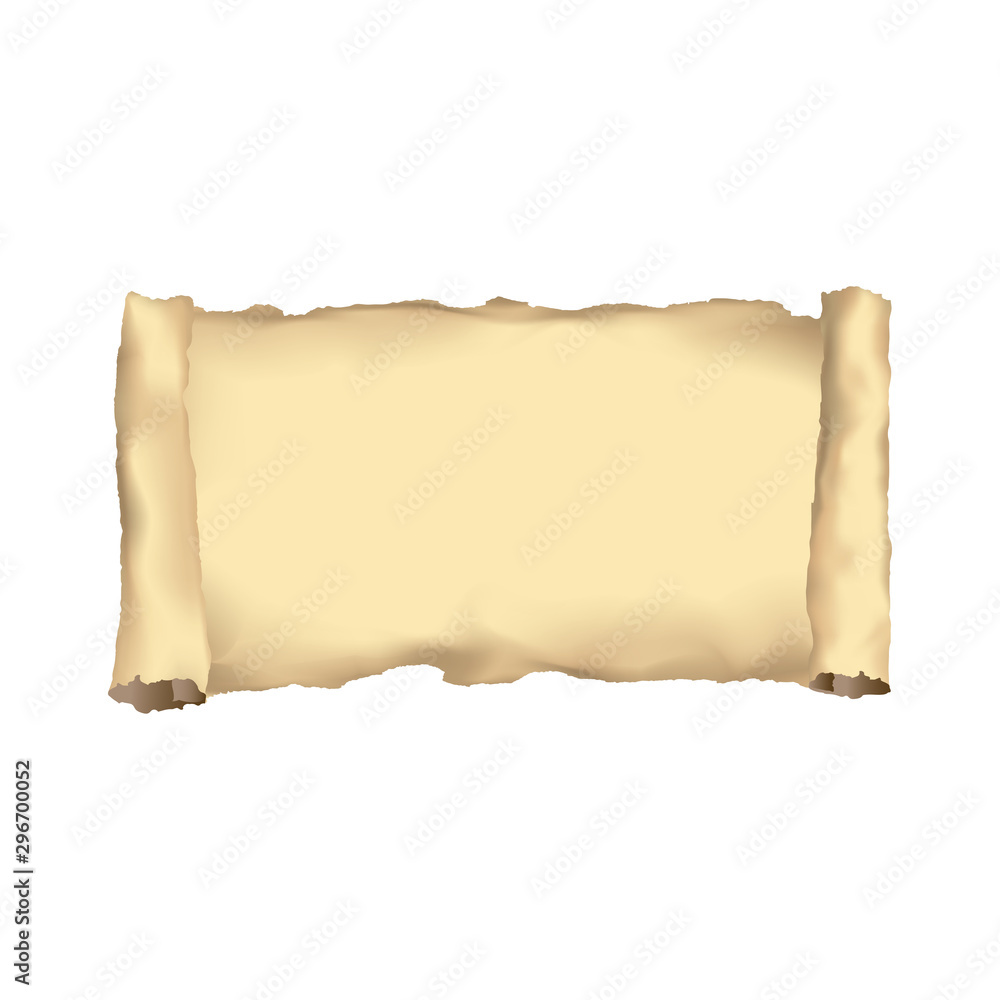 Papers old scrolls or ancient parchments. Old document or manuscript background, empty sheet, papyrus with space for your text. Vector illustration.