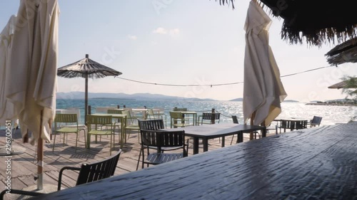parasols and chairs at the croatian beach