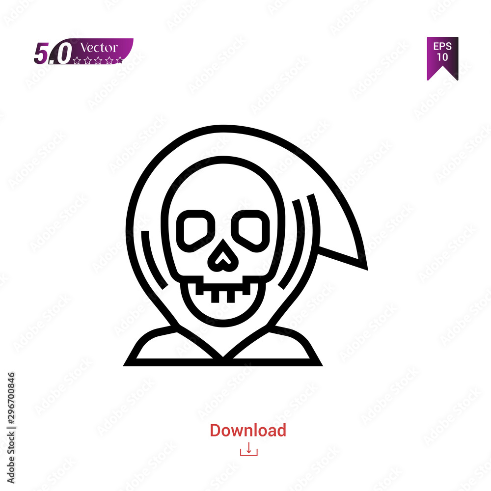 death   halloween icon  icon vector isolated on white background.logo, halloween , Graphic design, mobile application, icons 2019 year, user interface. Editable stroke. EPS10 format