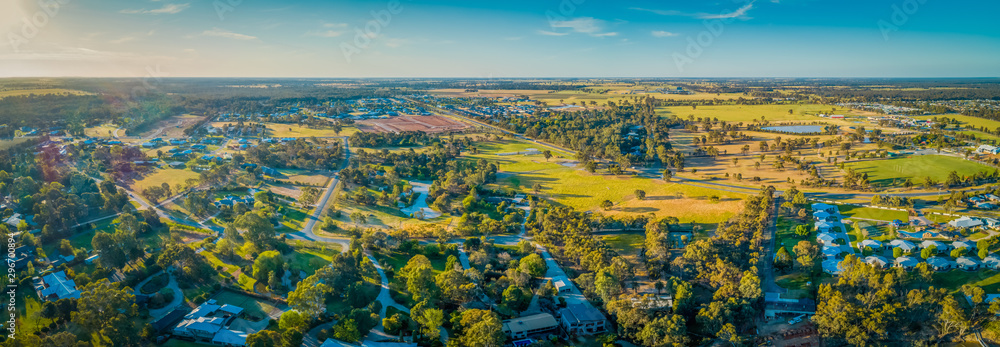 Aerial panorama of Moama in New South Wales, Australia
