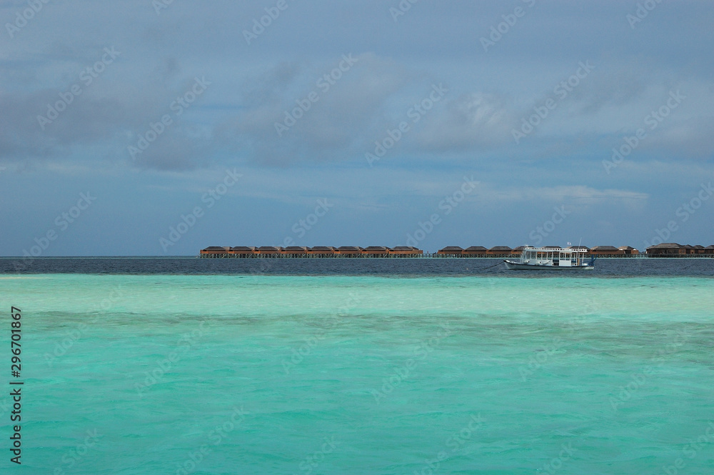 A boat in the unbelievable waters of the Maldives