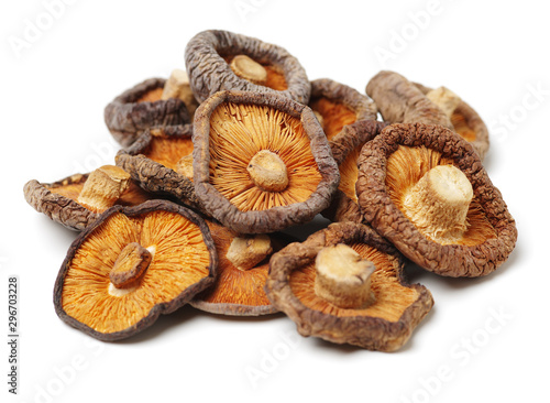 Dry Shiitake Mushroom on white background