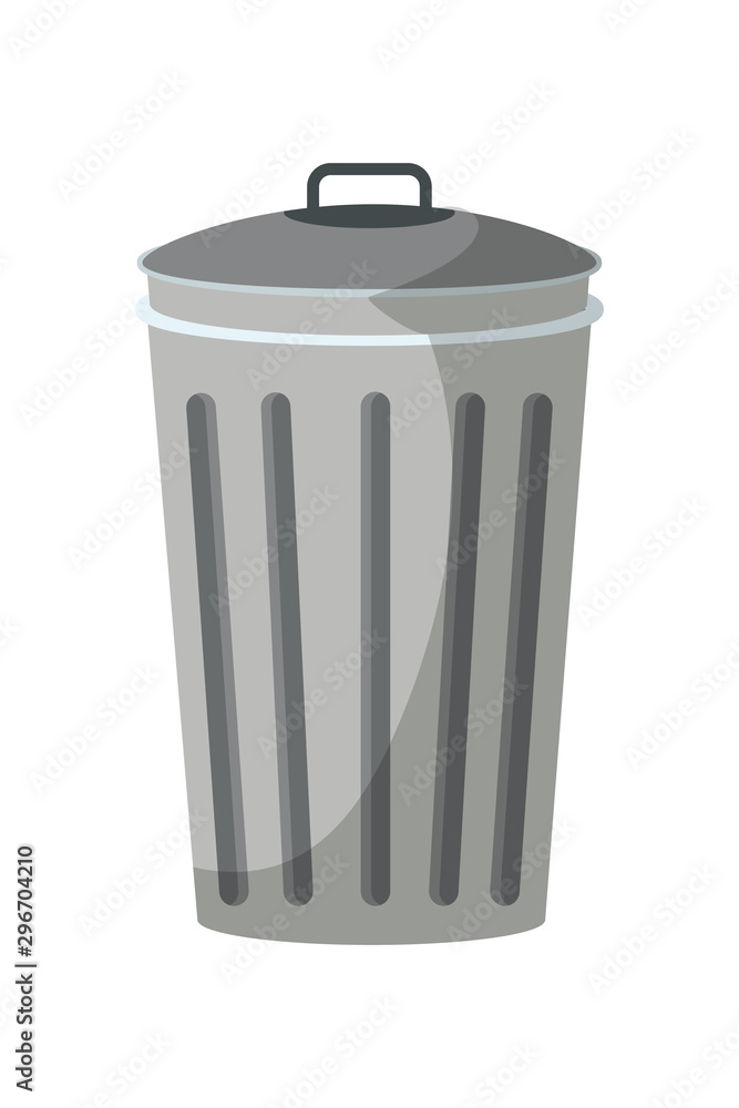 Metal trash bin flat vector illustration Metal trash bin flat vector illustration