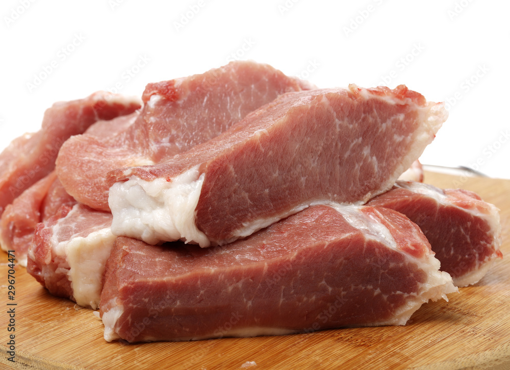 Fresh raw pork on white background Fresh raw pork on white background