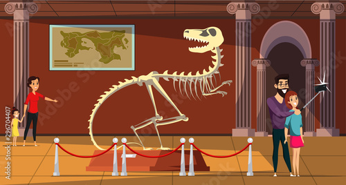 Paleontology museum flat vector illustration