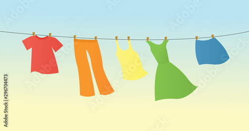 Clothes hanging on a clothesline