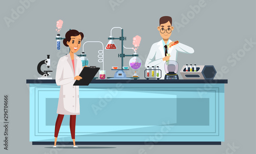 Chemical laboratory flat vector illustration