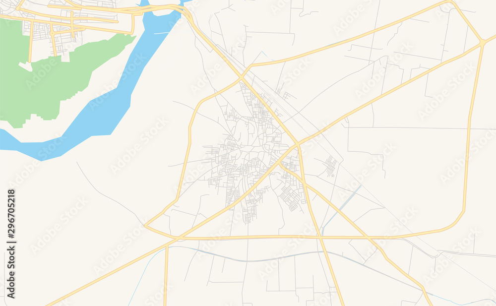 Obraz premium Printable street map of Chiniot, Pakistan