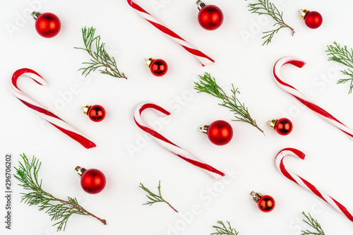 Candy cane Christmas pattern on white background