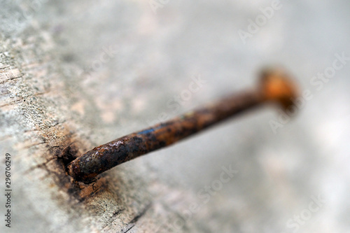 close up on wood and nail