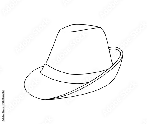 Bavarian hat. Outline vector illustration isolated on white background. Coloring book page for children.