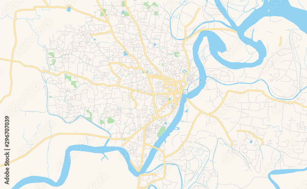 Printable street map of Barisal, Bangladesh