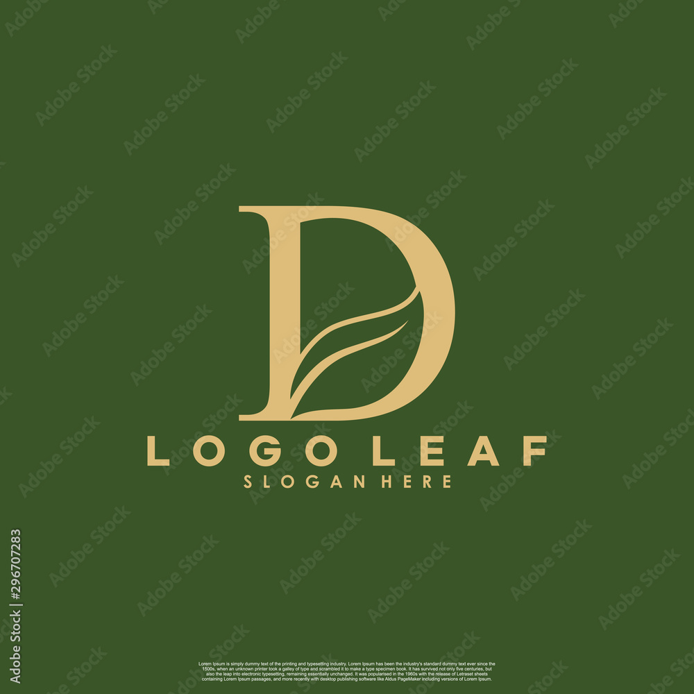 Letter D With Leaf Logo. Green leaf logo icon vector design. Landscape ...