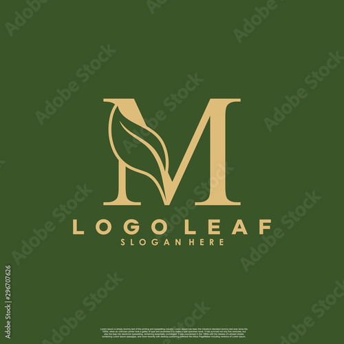 Letter M With Leaf Logo. Green leaf logo icon vector design. Landscape design, garden, Plant, nature and ecology vector. Editable file.