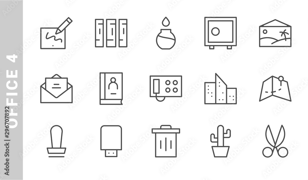 office 4 icon set. Outline Style. each made in 64x64 pixel