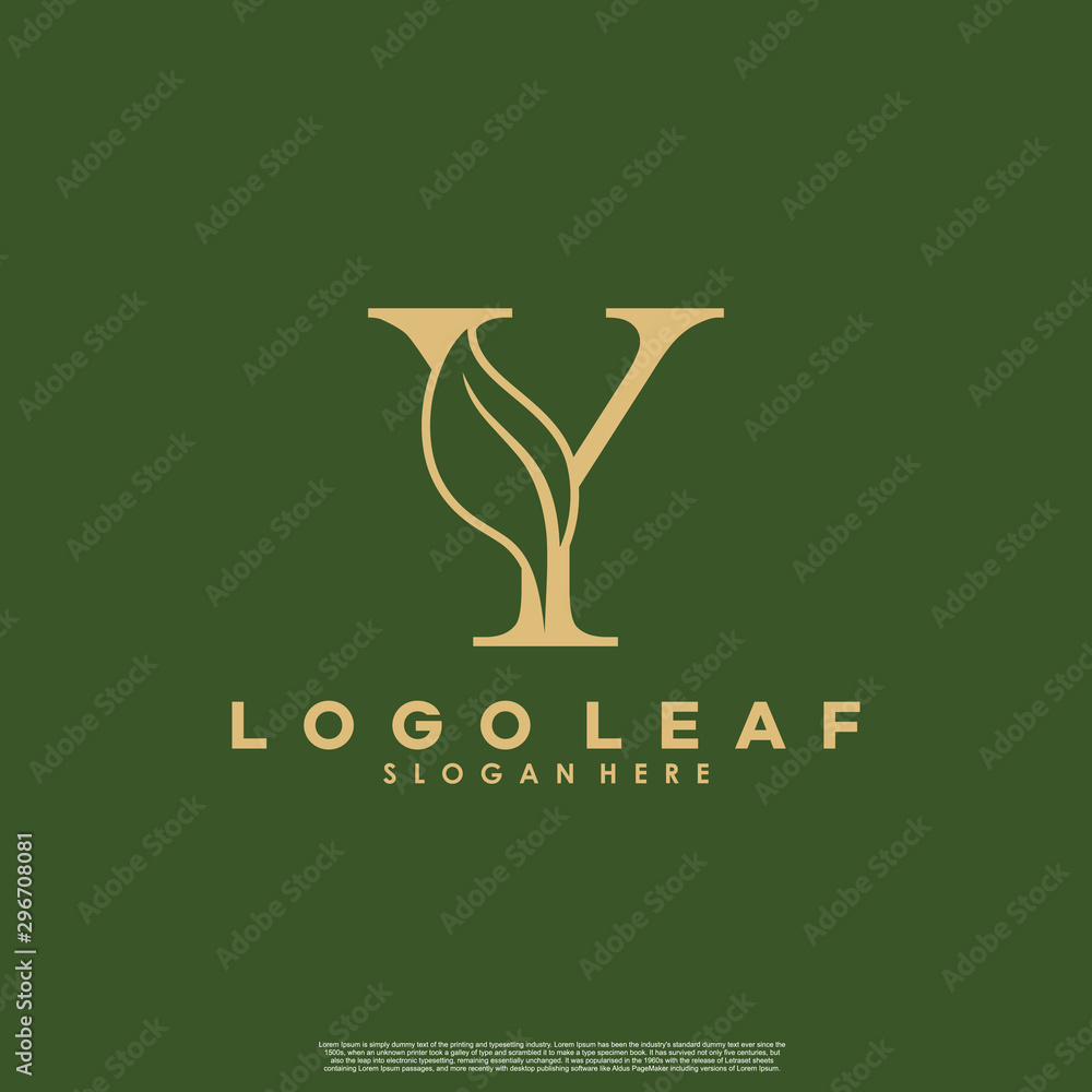 Letter Y With Leaf Logo. Green leaf logo icon vector design. Landscape ...
