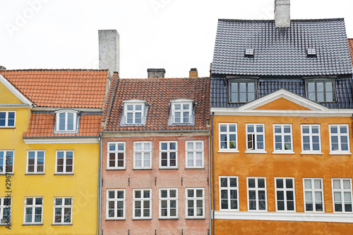 Colourful facades along the Nyhavn Canal in Copenhagen, Denmark