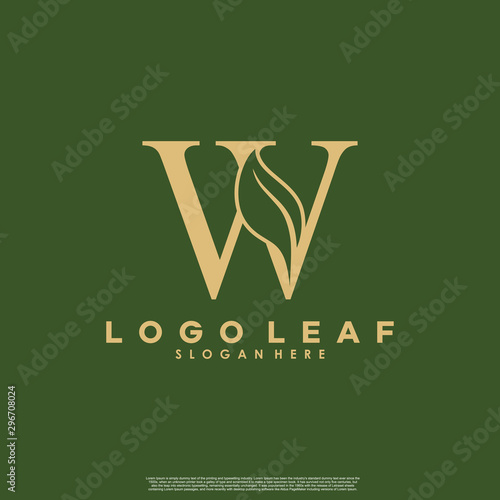Letter W With Leaf Logo. Green leaf logo icon vector design. Landscape design, garden, Plant, nature and ecology vector. Editable file.