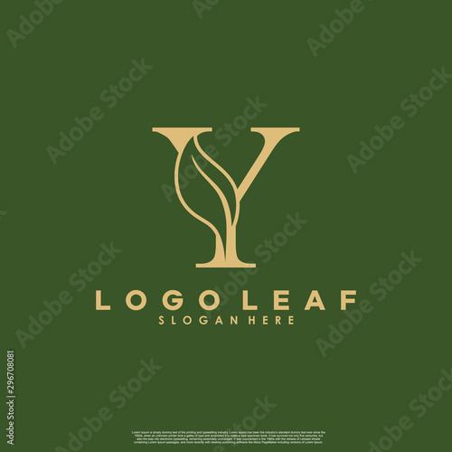 Letter Y With Leaf Logo. Green leaf logo icon vector design. Landscape design, garden, Plant, nature and ecology vector. Editable file.