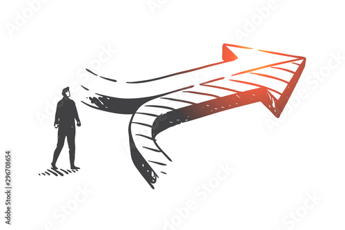 Decision making, achieving results concept sketch. Hand drawn isolated vector