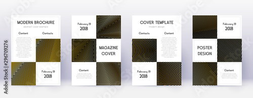 Business brochure design template set. Gold abstra