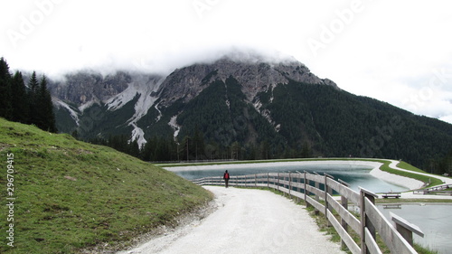 A walk on the mountain in a cloudy weather.