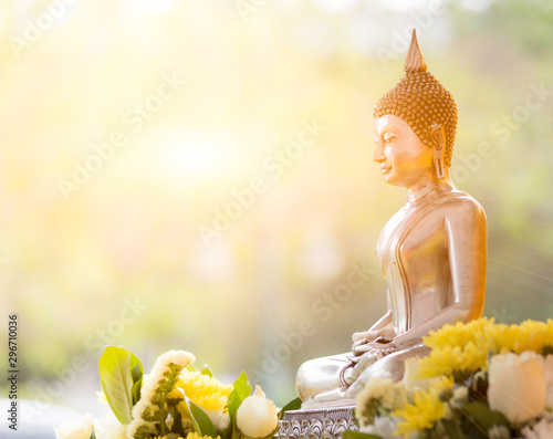Old buddha statue in temple thailand