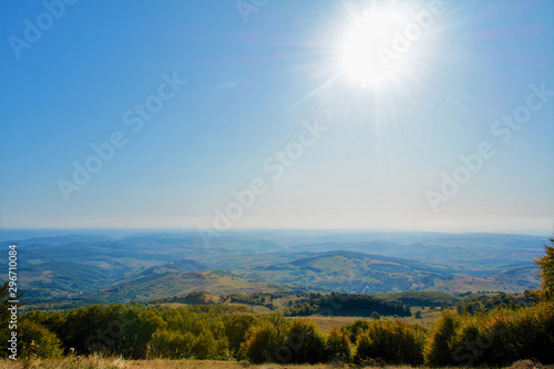 landscape over hills and valleys in Transylvania