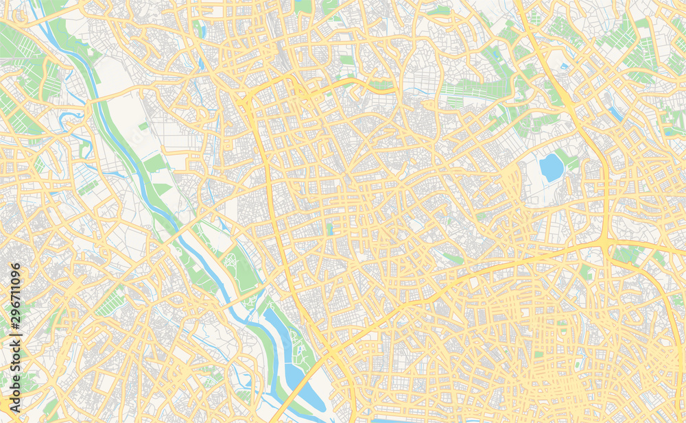 Fototapeta premium Printable street map of Saitama, Japan