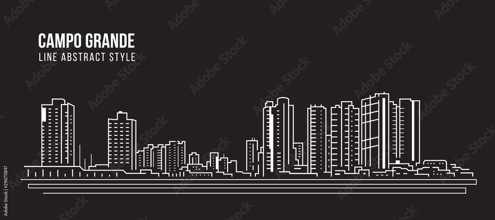 Cityscape Building panorama Line art Vector Illustration design - Campo Grande city