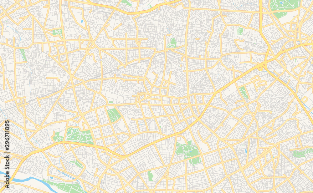 Printable street map of Setagaya, Japan