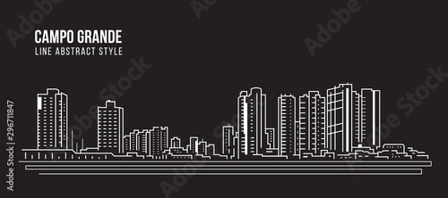 Cityscape Building panorama Line art Vector Illustration design - Campo Grande city