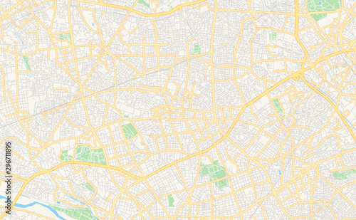 Printable street map of Setagaya, Japan