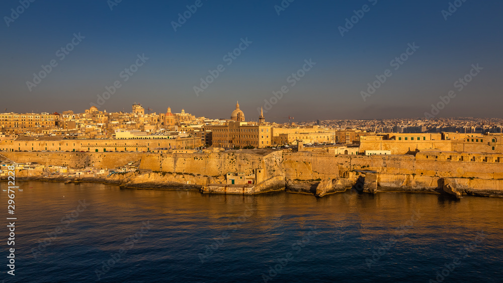 Valletta Panorama of the City Center. Beautiful aerial view of the Valletta city in Malta. Taken from a Ship this photo captures well the amazing architecture and charm of this city.