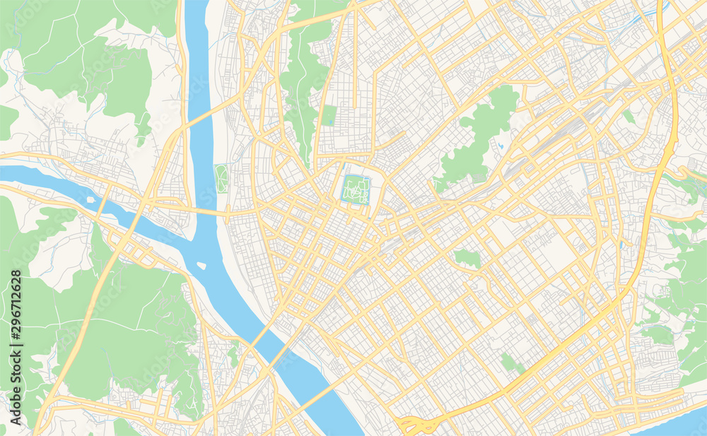 Printable street map of Shizuoka, Japan