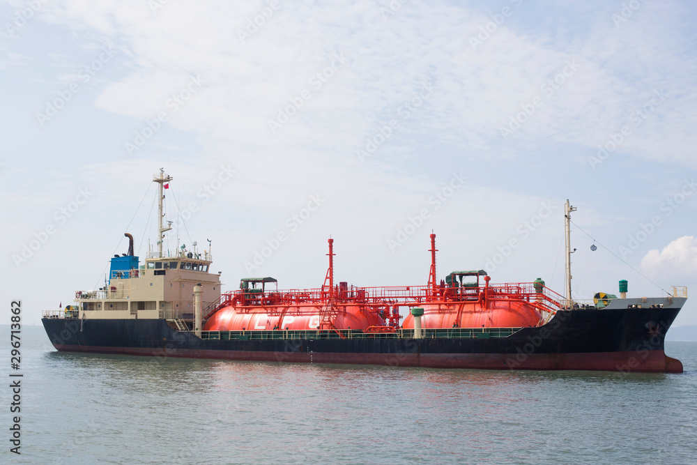 Docked LPG cargo ship. LPG gas tanker ship at sea
