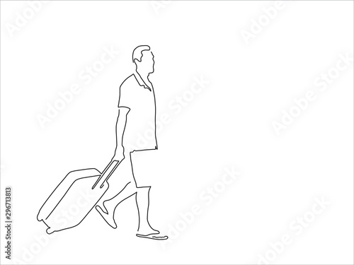 People traveling line drawing, vector illustration design. Holidays collection.