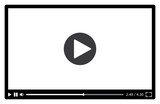 Video player for web in black and white. Vector illustration