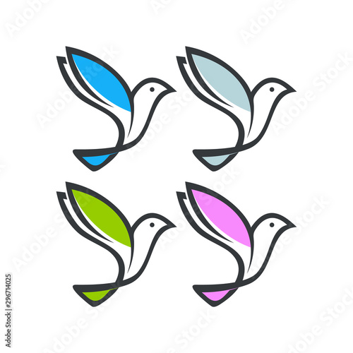 ilustration of beautifull bird logo set