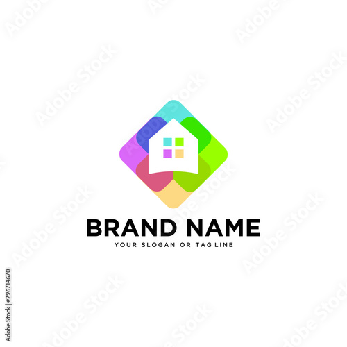 Creative home design with a stylish full color vector template