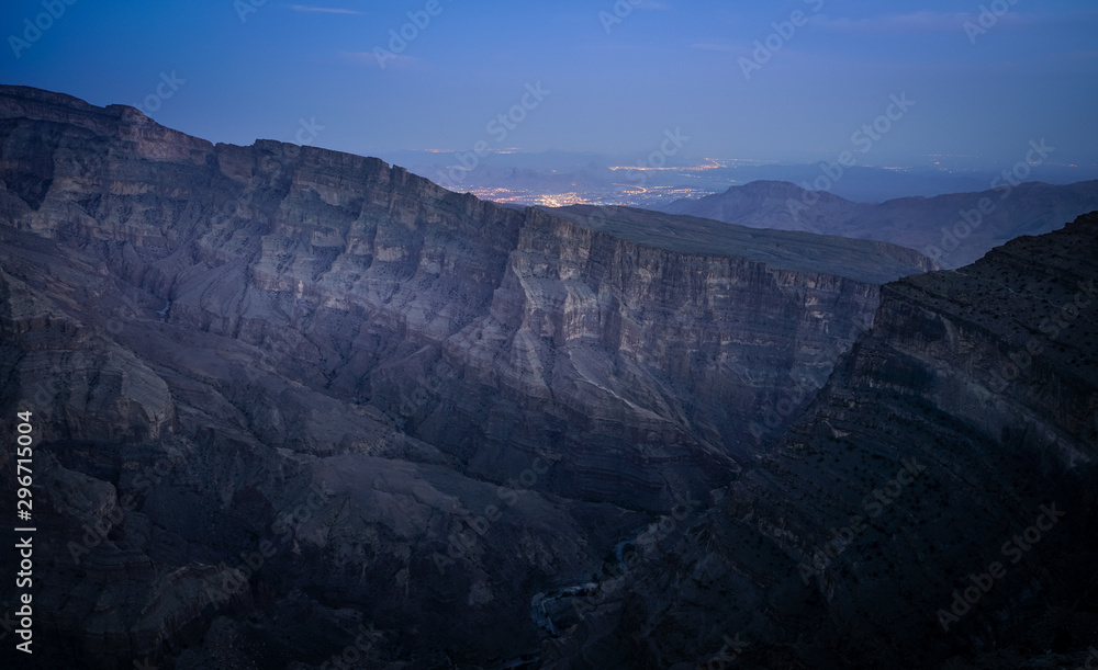 View from Jebel Shams Mountain in Oman at night