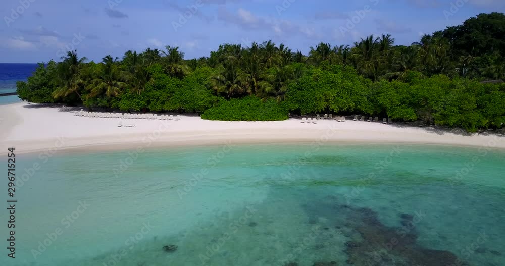 tropical island with palm trees and luxury resorts surrounded by emerald water with diverse marine life , Maldives, aerial drone establishing shot, tropical island with palm trees and luxury resorts surrounded by emerald water with diverse marine life , Maldives, aerial drone establishing shot,